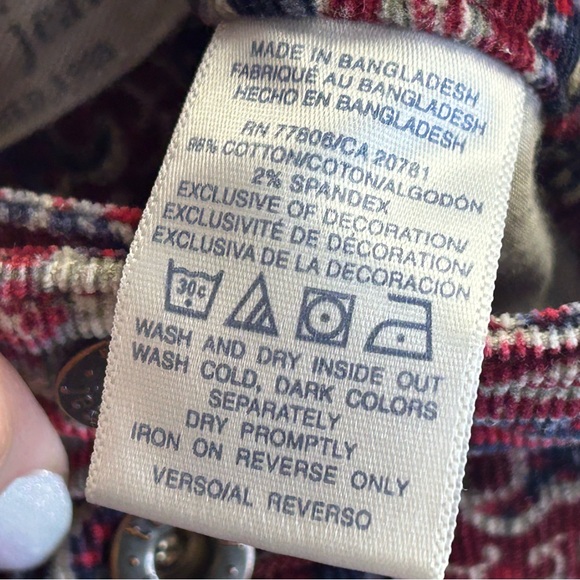 Tommy Hilfiger 11 Vintage Y2K Corduroy Multicolor Patterned Flare Pants Paisley - Picture 11 of 15